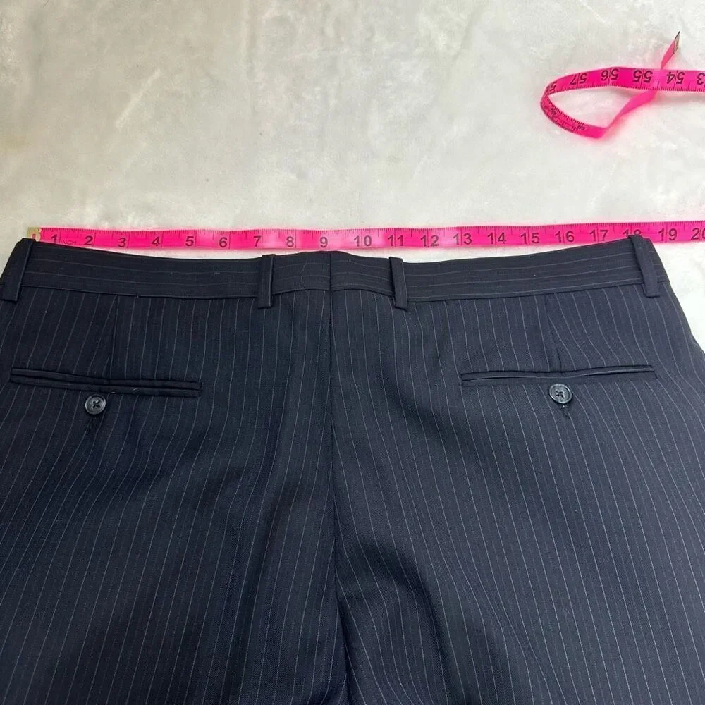 Jack Victor Men's 44L/38 Valentino CT Black Pinstripe Suit Set 100% Wool‎ New